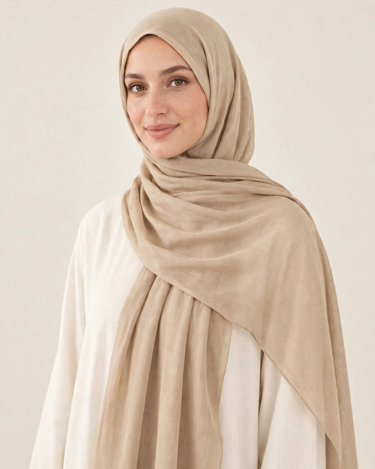 Beige front drape