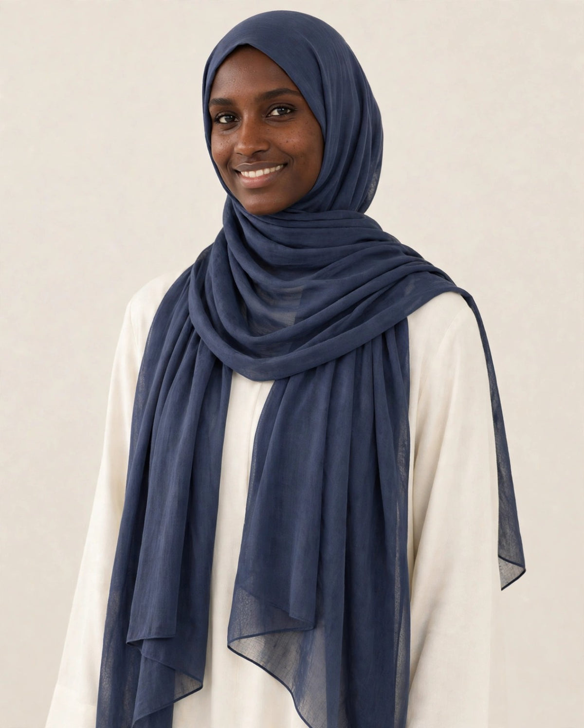 LUMA Signature Modal Dusty Navy #64 — fabric drape and texture