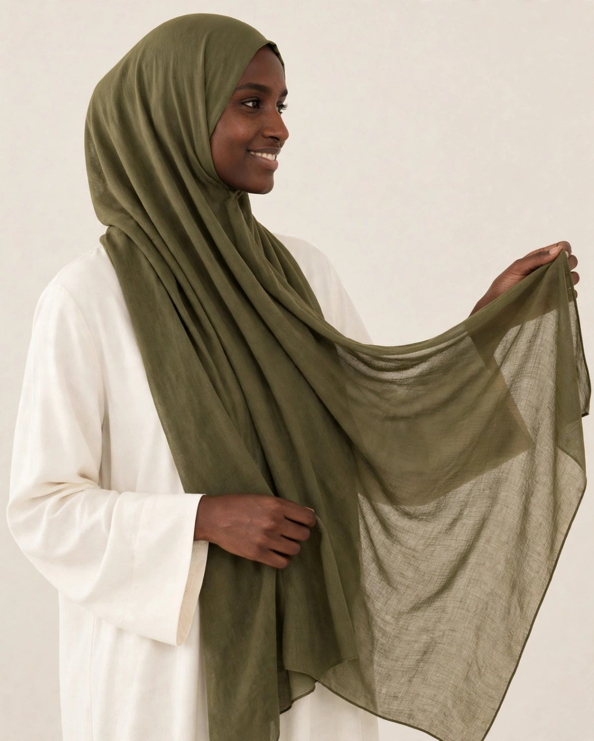 LUMA Signature Modal Olive #45 — fabric drape and texture