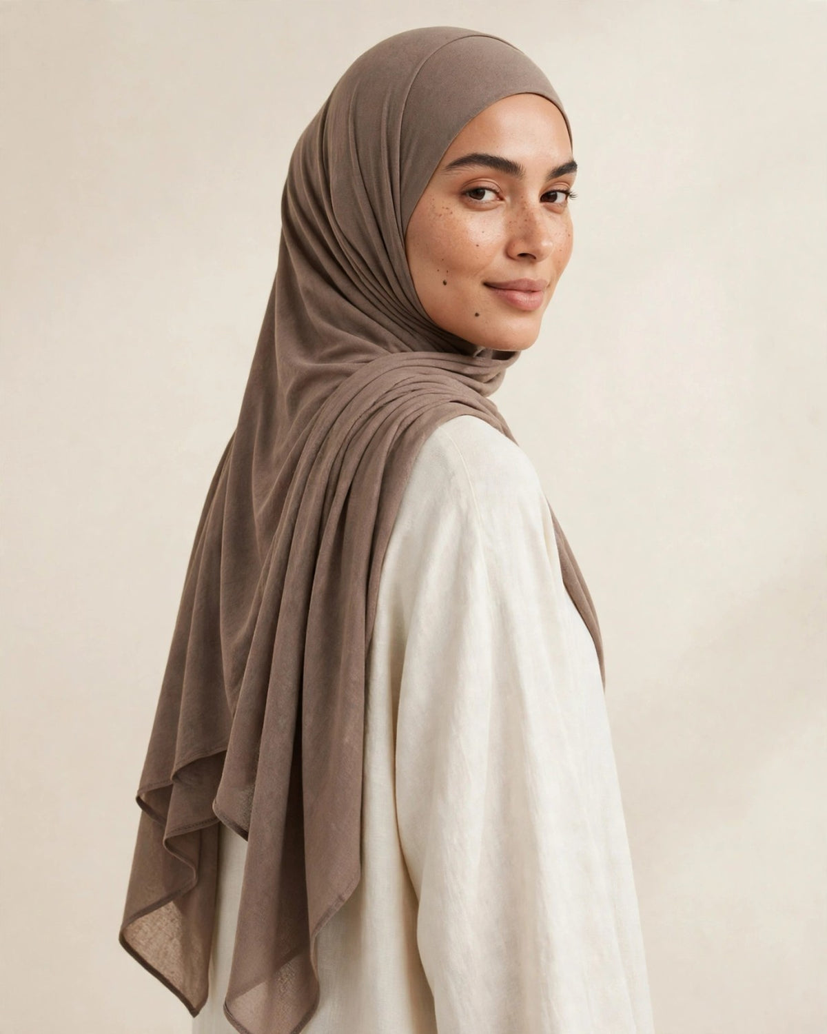 LUMA Signature Modal Taupe #25 — side and back drape