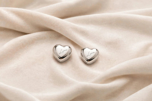 LUMA Bright Silver heart magnets, one pair of two pieces