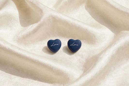 Deep Blue LUMA heart magnets — photo shows one complete pair (two pieces)