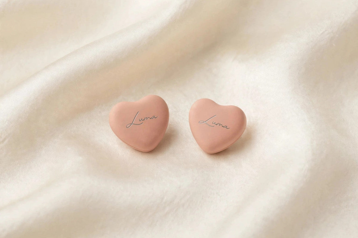 Light Pink LUMA heart magnets — photo shows one complete pair (two pieces)