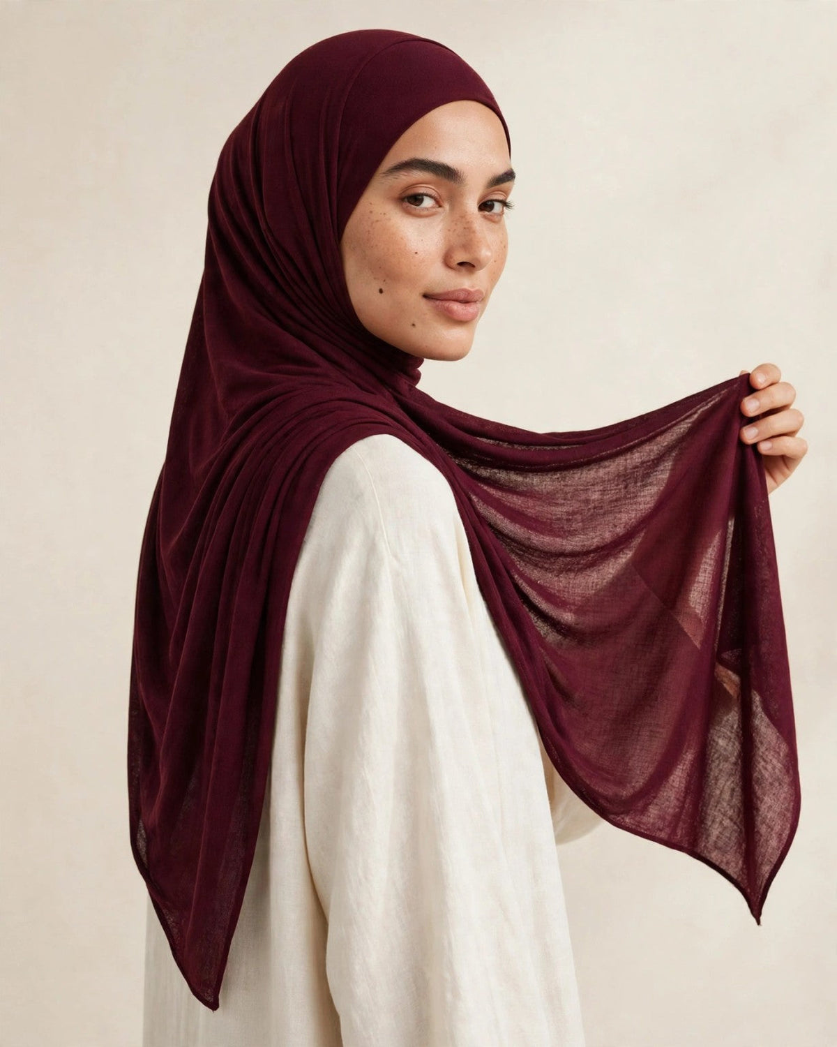 LUMA Signature Modal Wine #82 — fabric drape and texture